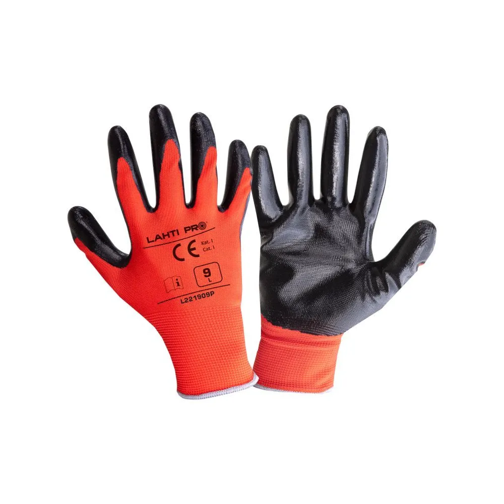 MANUSA NITRIL CU POLIESTER / NEGRU-ROSU - 8