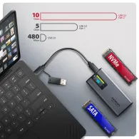 EEM2-SD2 USB-C 10Gbps, M.2 NVMe, SATA SSD DISPLAY box