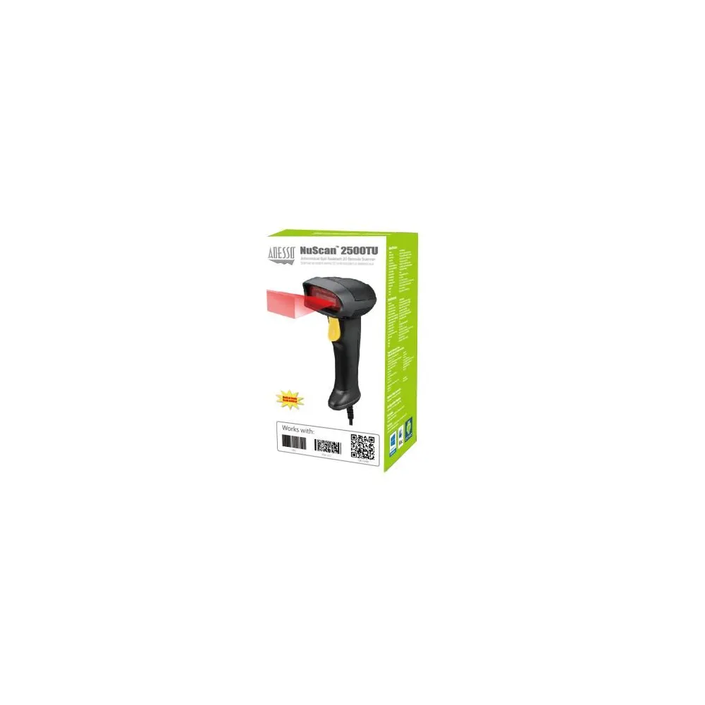 Adesso NuScan 2500TU Spill Resistant Antimicrobial 2D Barcode Scanner