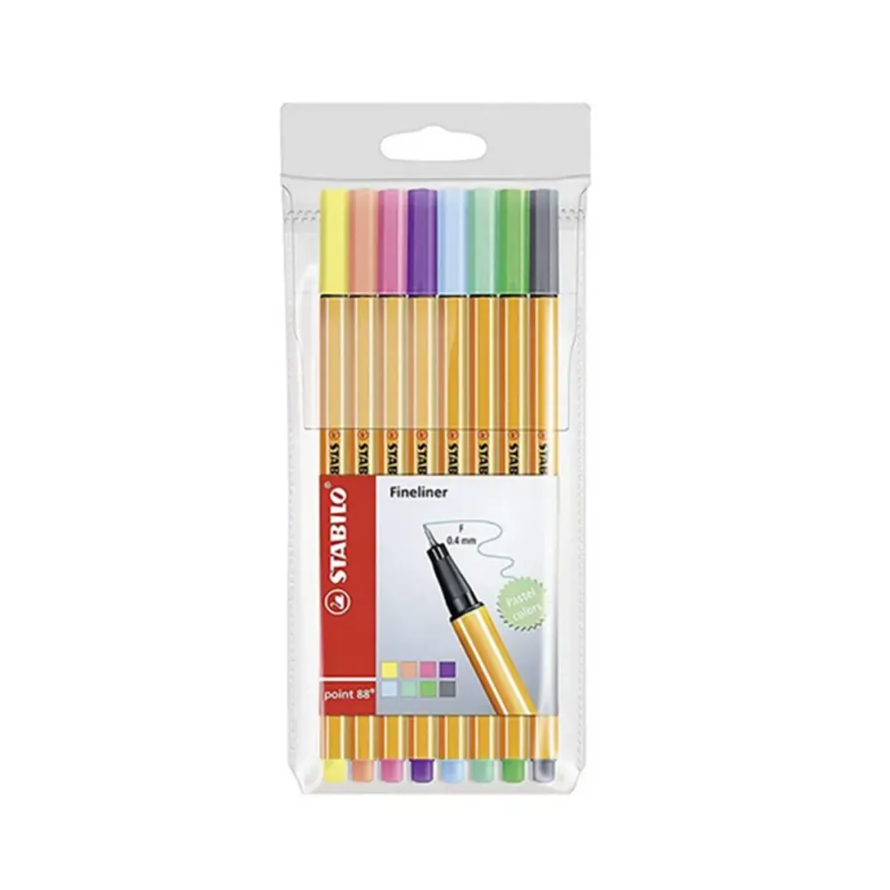 Fineliner Point 88 Stabilo, 0.4 mm, 8 culori pastelate/set