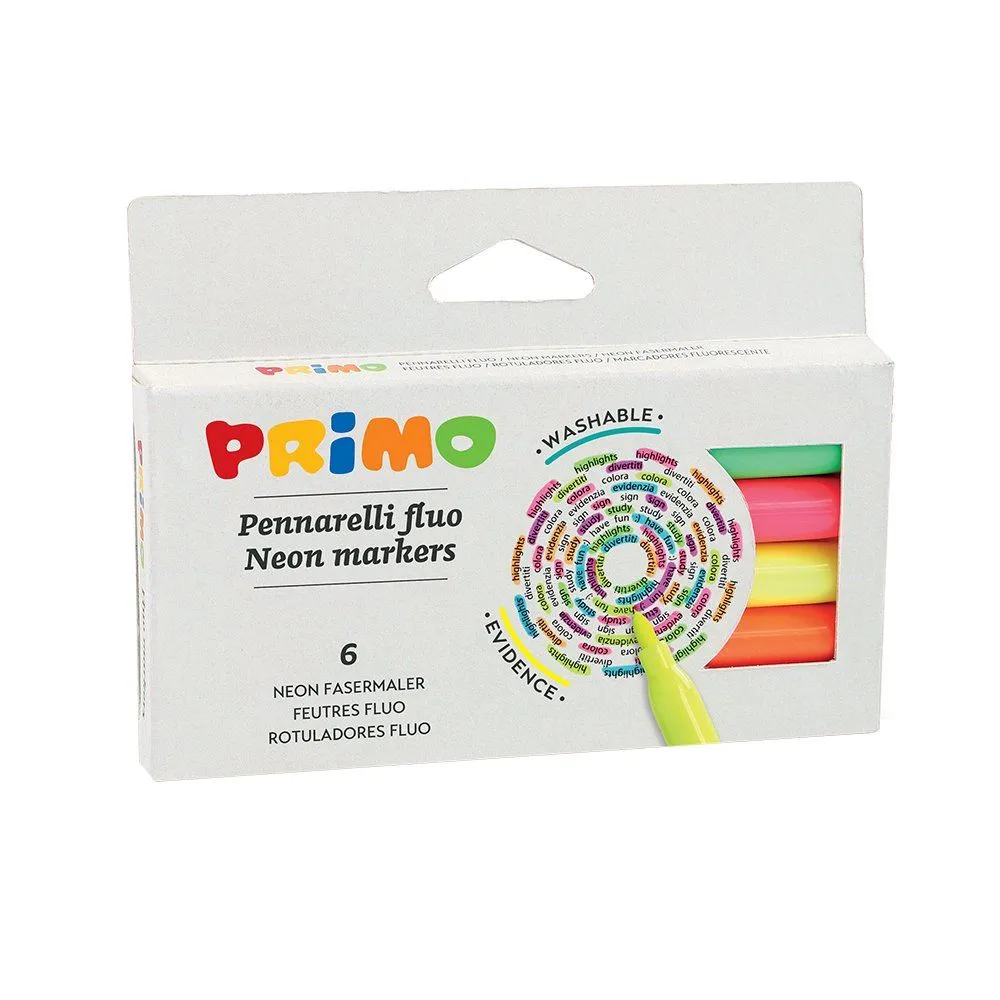 Markere neon Morocolor Primo, 6 culori
