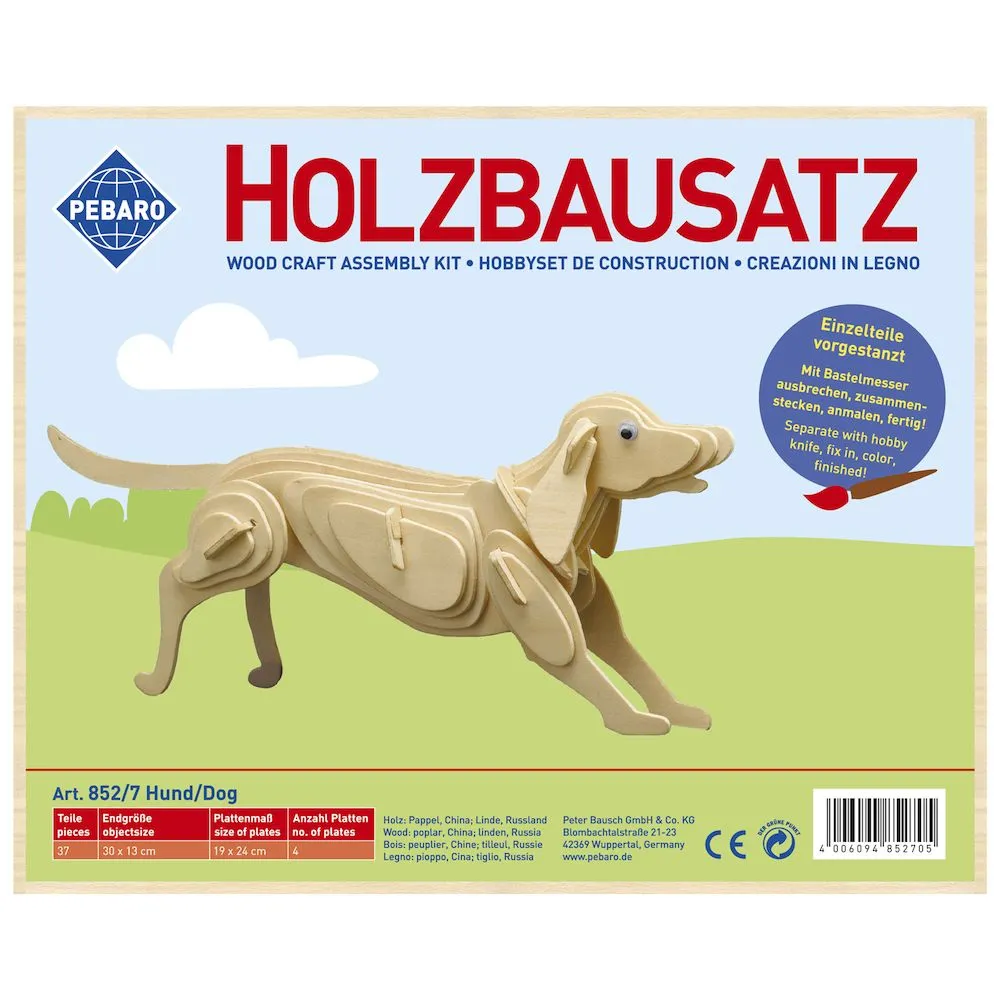 Pebaro 852/7, Kit constructie din lemn, caine, 37 piese