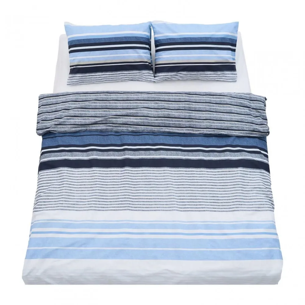 Lenjerie dubla,100% bumbac,4 piese, Azul