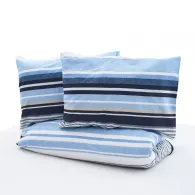 Lenjerie dubla,100% bumbac,4 piese, Azul