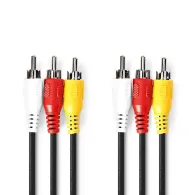 Cablu video 3x RCA tata - 3x RCA tata, 1.5m, negru, Nedis