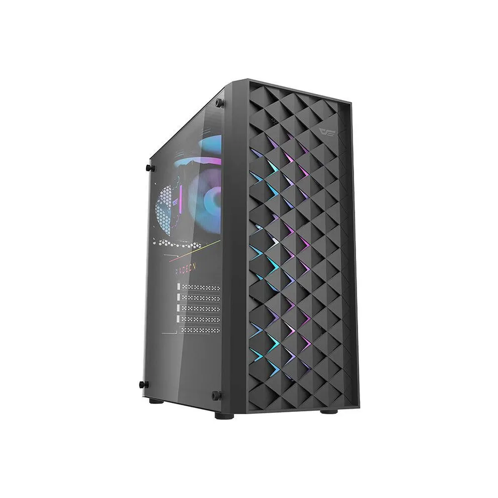 Carcasă pentru computer Darkflash DK351 (negru) + 4 ventilatoare RGB