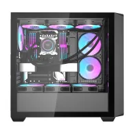 Carcasă pentru computer Darkflash DS900WD (negru) + 4 ventilatoare