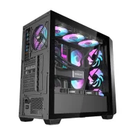 Carcasă pentru computer Darkflash DS900WD (negru) + 4 ventilatoare