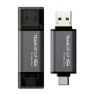MEMORIE USB 3.2 / USB Type-C 3.1 TEAMGROUP X1, 64 GB, plastic, gri "TX1364GC01"