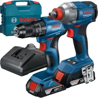 BOSCH GDX 18V-285 Masina de insurubat cu impact brushless, cu 2 acumulatori Li-Ion, 2Ah, 285Nm + GSB 185-LI Masina de gaurit cu 