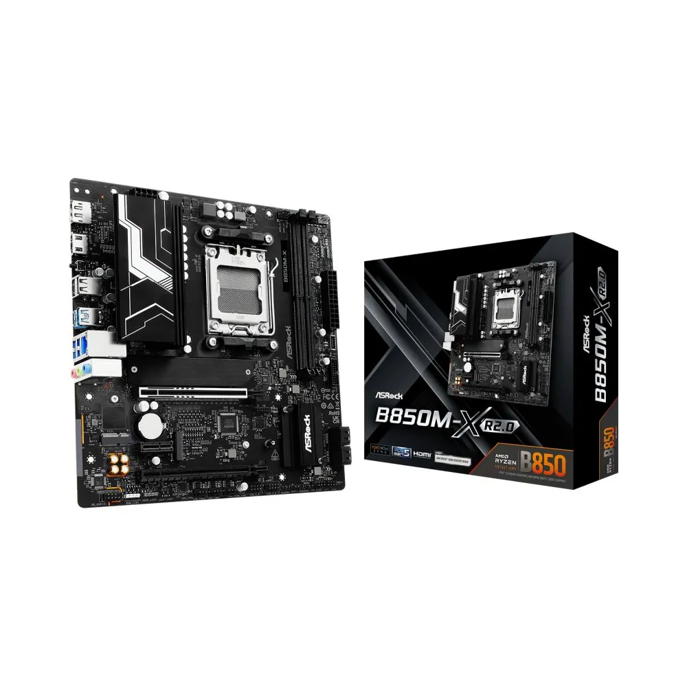 Asrock B850M-X R2.0. Processor manufacturer: AMD, Processor socket: Socket AM5, Compatible processor series: AMD Ryzen 7000 Seri