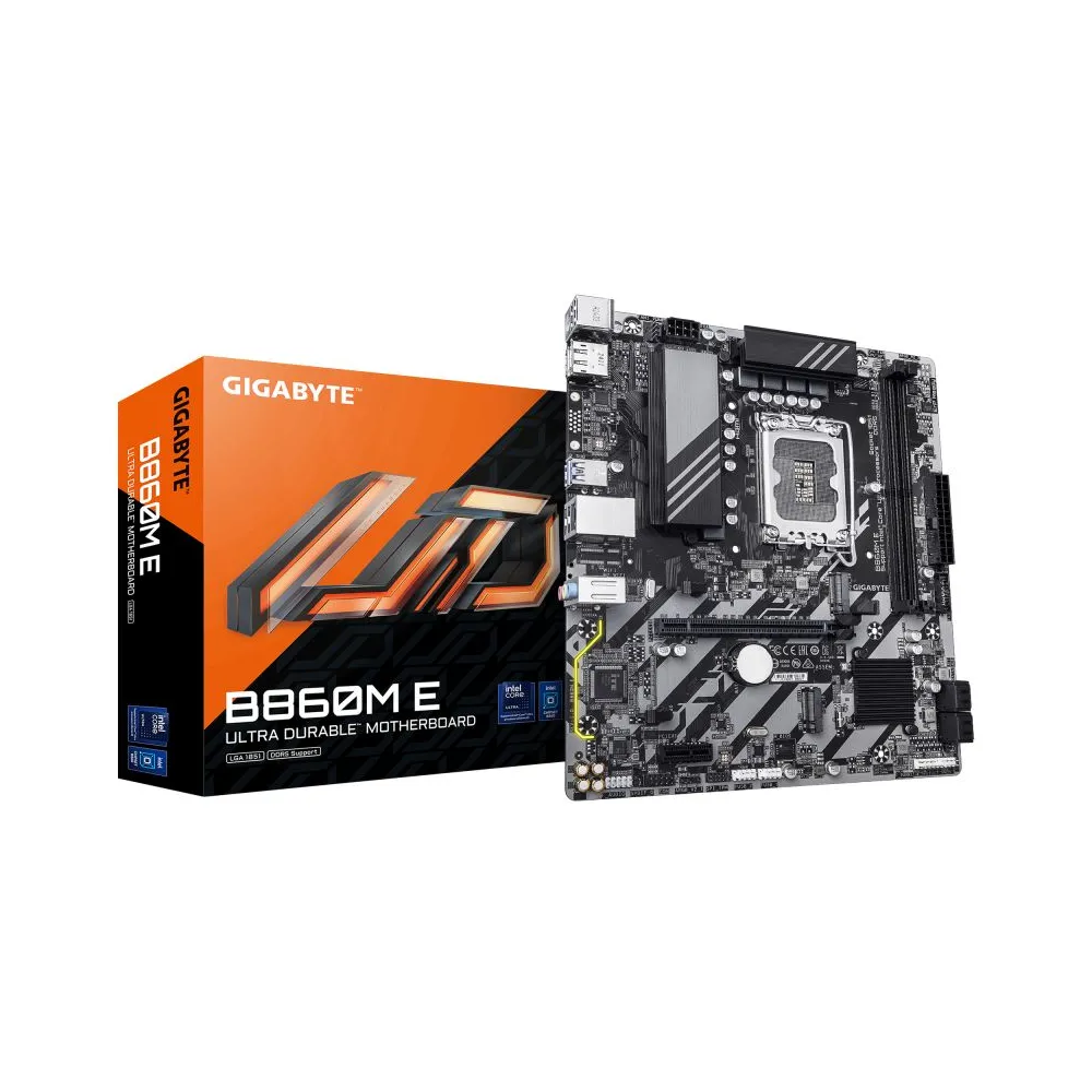 GIGABYTE B860M E. Processor manufacturer: Intel, Processor socket: LGA 1851 (Socket V1), Compatible processor series: Intel Core