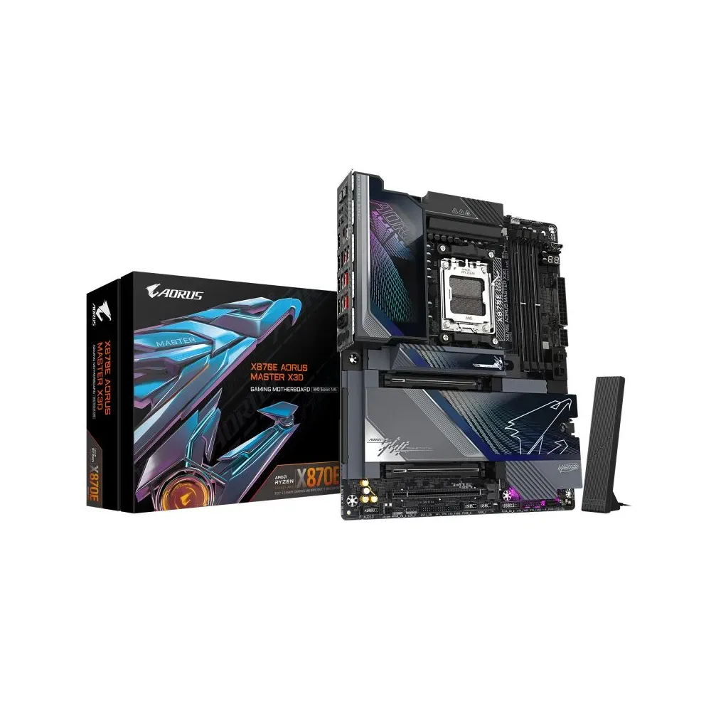 GIGABYTE X870E AORUS MASTER X3D. Processor manufacturer: AMD, Processor socket: Socket AM5, Compatible processor series: AMD Ryz
