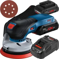 BOSCH GEX 18V-125 (SOLO) Slefuitor excentric Li-Ion + Set 2 acumulatori 4Ah ProCore + Incarcator rapid de 8Ah GAL1880CV