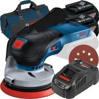 BOSCH GEX 18V-125 (SOLO) Slefuitor excentric Li-Ion + Set 2 acumulatori 5Ah CoolPack + Incarcator rapid de 8Ah GAL1880CV + Geant